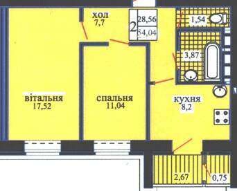 2-комнатная 54.04 м² в ЖК Городок от 26 000 грн/м², с. Софиевская Борщаговка