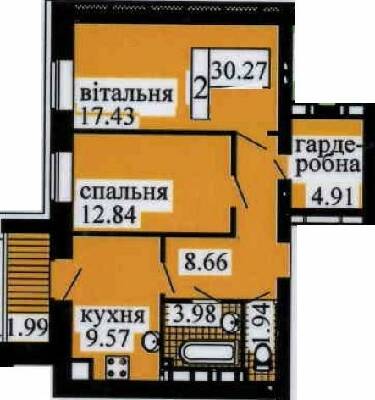 2-комнатная 63.32 м² в ЖК Городок от 18 500 грн/м², с. Софиевская Борщаговка
