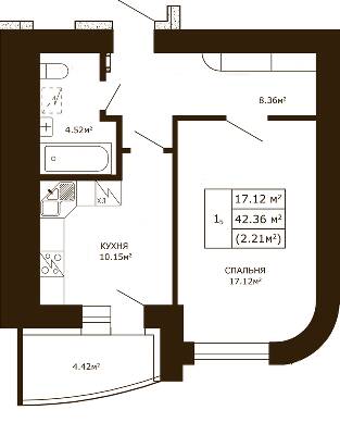 1-комнатная 42.36 м² в ЖК Чайка от 17 300 грн/м², с. Чайки