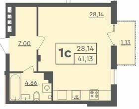 1-кімнатна 41.13 м² в ЖК Scandia від 19 000 грн/м², м. Бровари