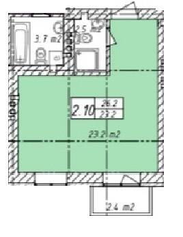 1-кімнатна 26.2 м² в ЖК Belveder City Smart від забудовника, с. Гнідин