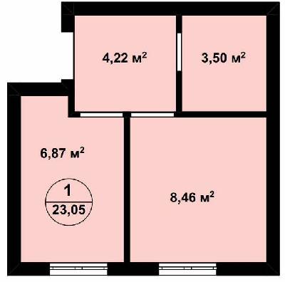 1-комнатная 23.05 м² в ЖК Aura Center от 21 300 грн/м², с. Крюковщина
