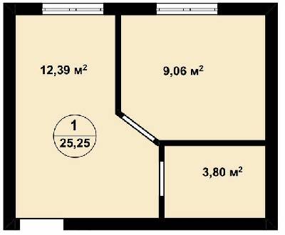 1-комнатная 25.25 м² в ЖК Aura Center от 25 250 грн/м², с. Крюковщина