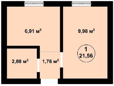1-комнатная 21.56 м² в ЖК Aura Center от 22 600 грн/м², с. Крюковщина