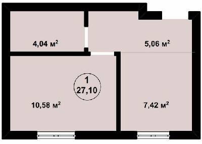 1-комнатная 27.1 м² в ЖК Aura Center от 22 600 грн/м², с. Крюковщина