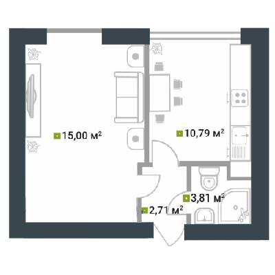 1-комнатная 32.31 м² в ЖК Idilika от 21 850 грн/м², г. Буча