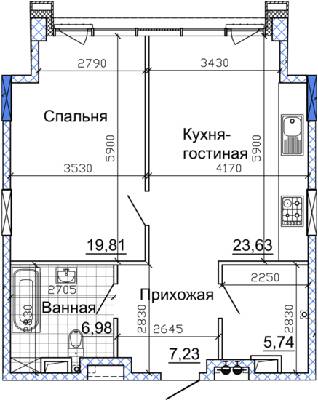1-кімнатна 65.26 м² в ЖК Nebo від 40 200 грн/м², Дніпро