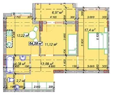 2-комнатная 64.28 м² в ЖК Набережный квартал от 16 800 грн/м², г. Свалява