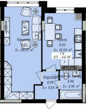 1-комнатная 40.7 м² в ЖК Джем Сити от 16 000 грн/м², г. Каменец-Подольский