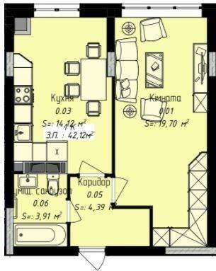 1-комнатная 42.12 м² в ЖК Джем Сити от 16 000 грн/м², г. Каменец-Подольский