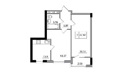 2-комнатная 47.47 м² в ЖГ ARTVILLE от 17 600 грн/м², пгт Авангард