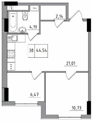 2-комнатная 44.54 м² в ЖГ ARTVILLE от 17 700 грн/м², пгт Авангард