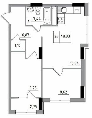 2-комнатная 48.93 м² в ЖГ ARTVILLE от 17 700 грн/м², пгт Авангард