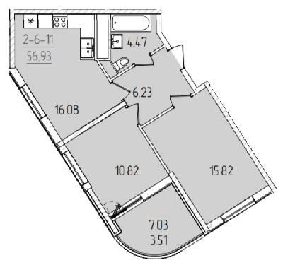 2-кімнатна 56.93 м² в ЖК KADORR City від 23 200 грн/м², Одеса