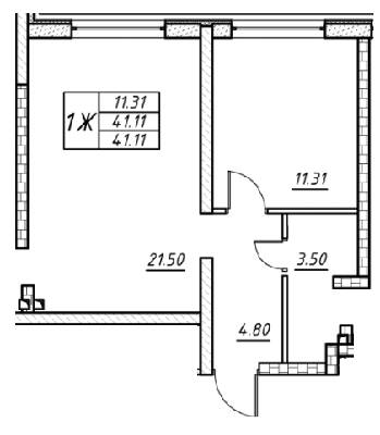 1-кімнатна 41.11 м² в ЖК Manhattan від 28 200 грн/м², Одеса