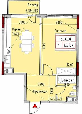 1-кімнатна 44.75 м² в ЖК MARINIST residence від 30 400 грн/м², Одеса