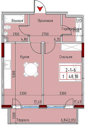 1-кімнатна 48.18 м² в ЖК MARINIST residence від 30 400 грн/м², Одеса