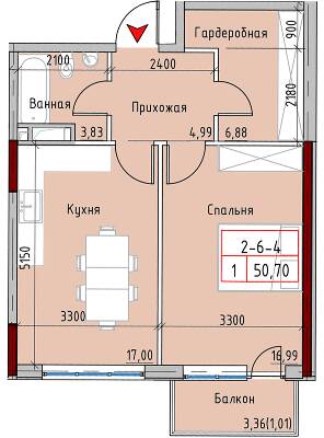 1-комнатная 50.7 м² в ЖК MARINIST residence от 30 400 грн/м², Одесса