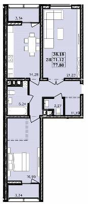 2-кімнатна 77.8 м² в ЖК Modern від 21 400 грн/м², Одеса