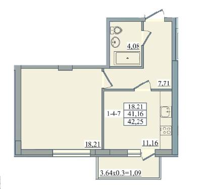 1-комнатная 42.25 м² в ЖК Platinum Residence от 32 950 грн/м², Одесса