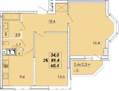 2-кімнатна 60.4 м² в ЖК RealPark від 18 450 грн/м², Одеса