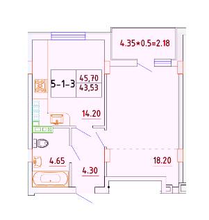 1-комнатная 43.53 м² в ЖК Smart City от 21 050 грн/м², с. Крыжановка