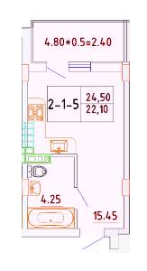1-комнатная 22.1 м² в ЖК Smart City от 21 100 грн/м², с. Крыжановка