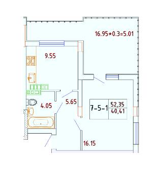 1-комнатная 40.41 м² в ЖК Smart City от 21 100 грн/м², с. Крыжановка