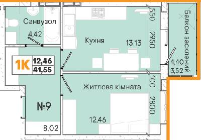 1-кімнатна 41.55 м² в ЖК Акварель-7 від 18 900 грн/м², Одеса