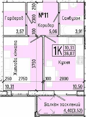 1-кімнатна 36.87 м² в ЖК Акварель-7 від забудовника, Одеса