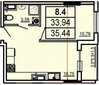1-кімнатна 35.44 м² в ЖК Аполон від 30 100 грн/м², Одеса