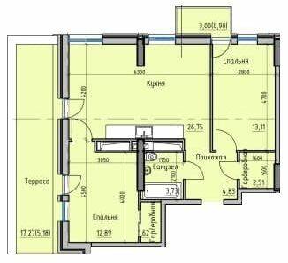 2-кімнатна 71.52 м² в ЖК Простір Eco City (Простір на Радісній від 25 250 грн/м², Одеса