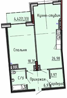 1-комнатная 62.72 м² в ЖК Пространство на Маячном от 32 600 грн/м², Одесса