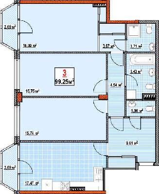 3-кімнатна 99.25 м² в КБ Консул від 36 950 грн/м², Одеса