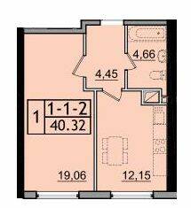 1-кімнатна 40.32 м² в ЖК П'ятдесят дев'ята Перлина від 22 350 грн/м², с. Крижанівка