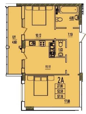 2-комнатная 57.18 м² в ЖК RosenTal от 13 600 грн/м², с. Лиманка
