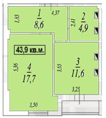 1-комнатная 43.9 м² в ЖК Авангард от 14 500 грн/м², пгт Авангард