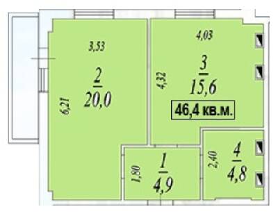 1-комнатная 46.4 м² в ЖК Авангард от 14 500 грн/м², пгт Авангард