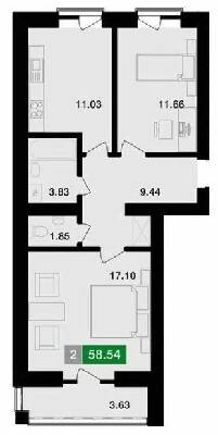 2-кімнатна 58.54 м² в ЖК Парковий від 18 500 грн/м², м. Винники