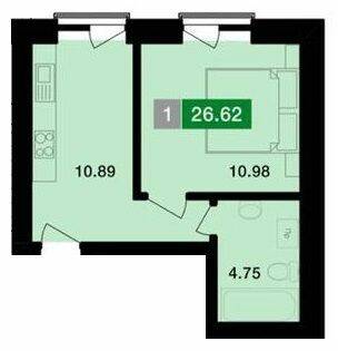 1-комнатная 26.62 м² в ЖК Парковый от 19 000 грн/м², г. Винники