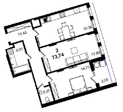 2-комнатная 73.74 м² в ЖК BARCELONA от 29 650 грн/м², Львов