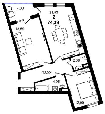 2-комнатная 74.39 м² в ЖК BARCELONA от 29 650 грн/м², Львов