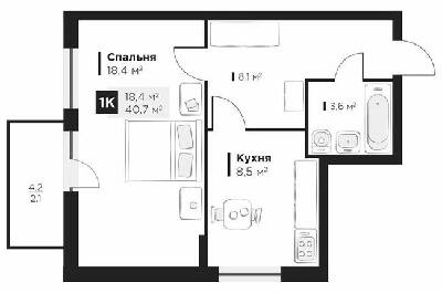 1-кімнатна 40.7 м² в ЖК Obriy 2 від 28 400 грн/м², Львів