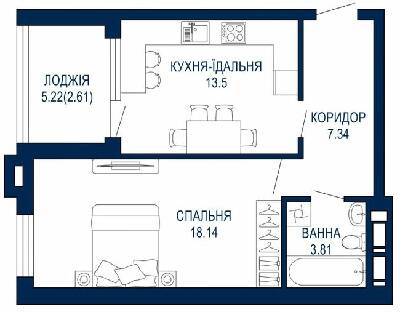 1-кімнатна 45.4 м² в ЖК Viking Park від 27 650 грн/м², Львів