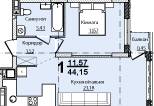1-кімнатна 44.15 м² в ЖК Континент від 25 500 грн/м², с. Сокільники