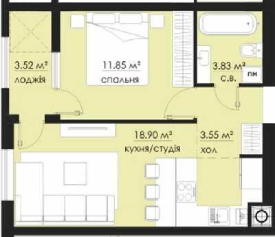 1-комнатная 41.65 м² в ЖК на Стрыйской от 24 050 грн/м², Львов