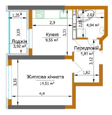 1-комнатная 38.89 м² в ЖК Eco Dream от 38 200 грн/м², Киев