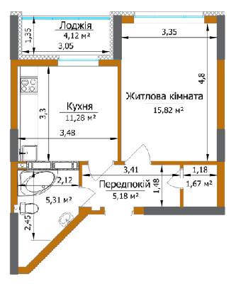 1-кімнатна 41.32 м² в ЖК Eco Dream від 38 200 грн/м², Київ