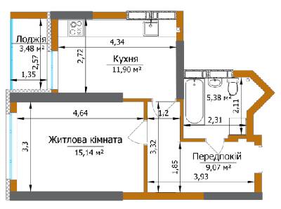 1-комнатная 43.23 м² в ЖК Eco Dream от 38 200 грн/м², Киев
