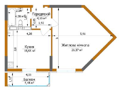 1-комнатная 52.14 м² в ЖК Eco Dream от 27 540 грн/м², Киев